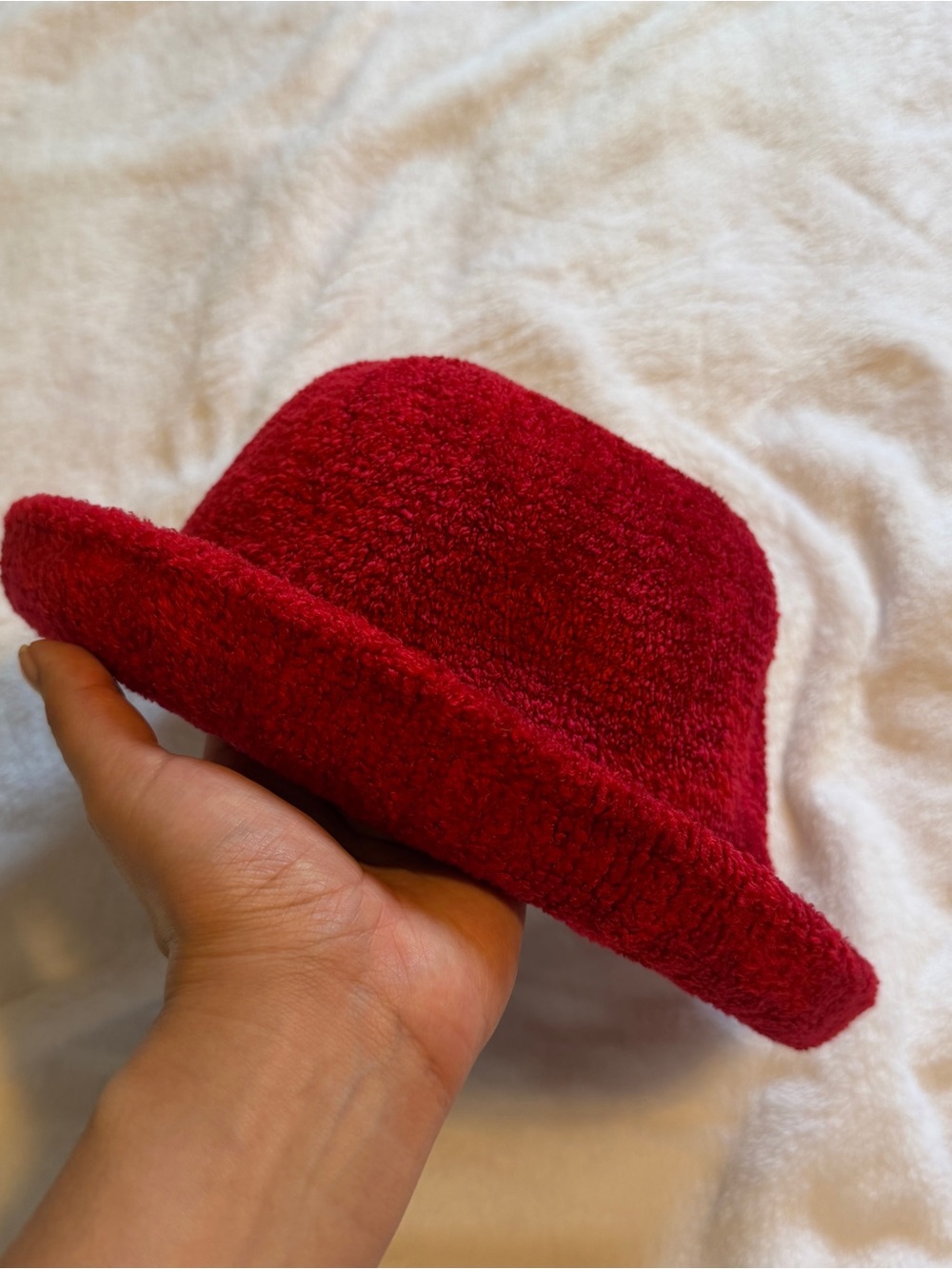 Vintage Liz Claiborne Red Plush Bucket Hat